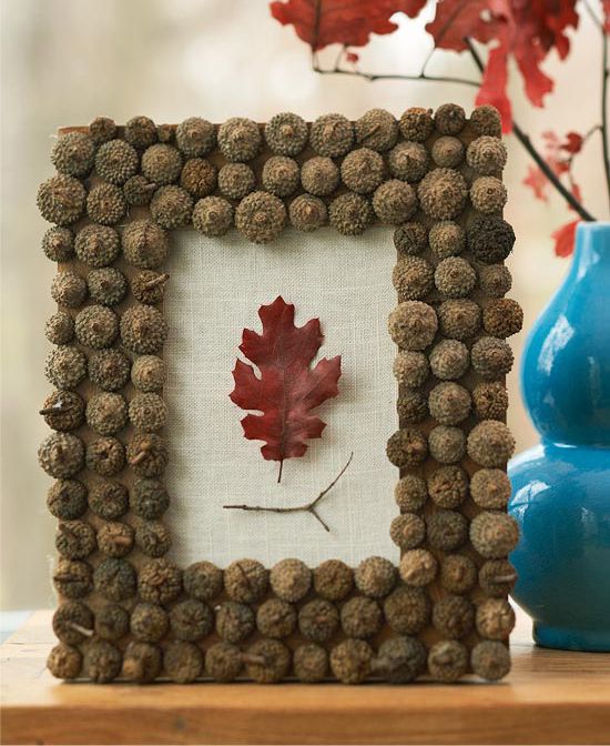 Panel on canvas from a frame trimmed with acorn caps