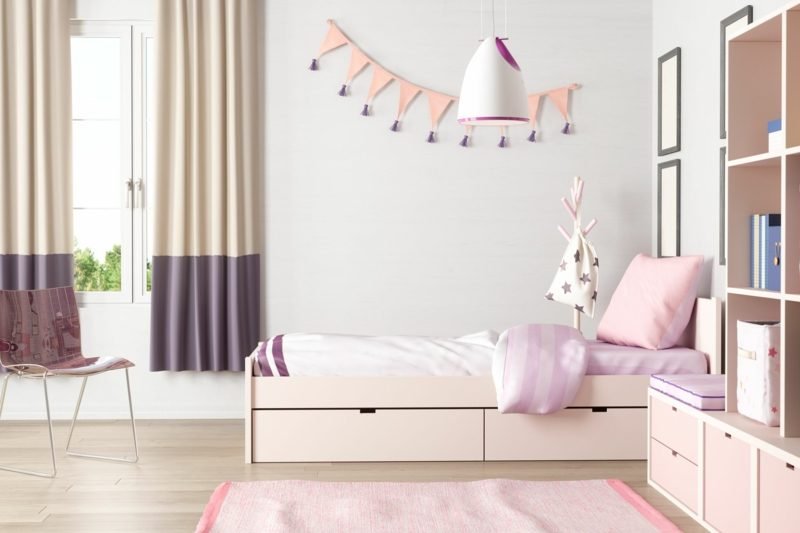 Adolescente camera design ragazza elegante rosa pastello viola Adolescente che decora la stanza della ragazza accenti rosa grigi
