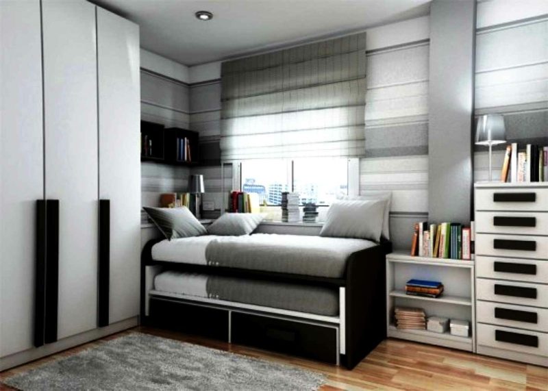 Le stanze dei ragazzi hanno colori praticamente neutri Allestimento camera teenager grigio bianco nero