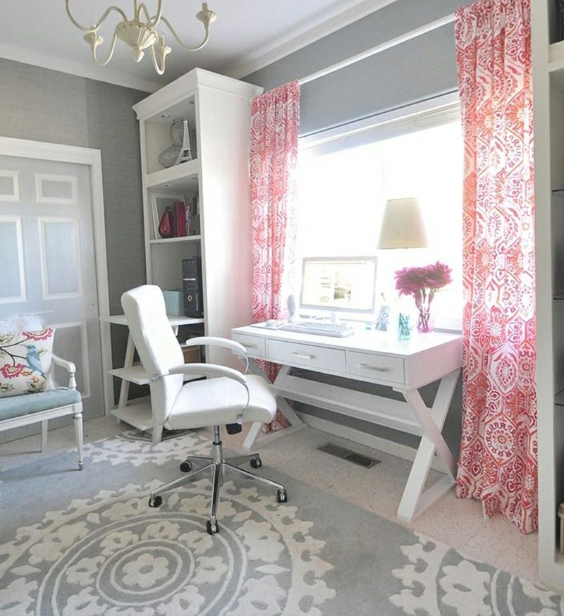 Tende rosa accento ragazza design camera adolescente Camera per adolescenti che allestisce tende rosa bianche di colore grigio della parete